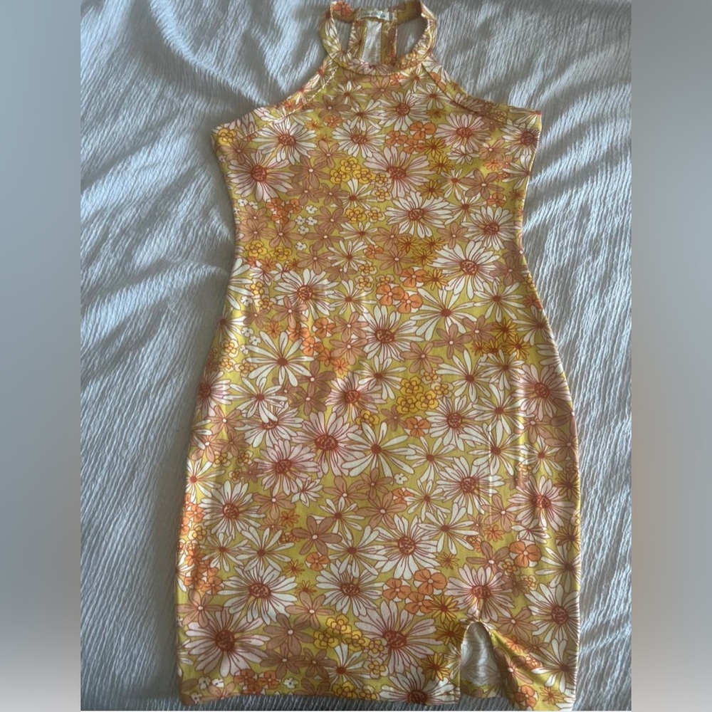 Heart Hips Floral Mini Dress - Yellow and Orange